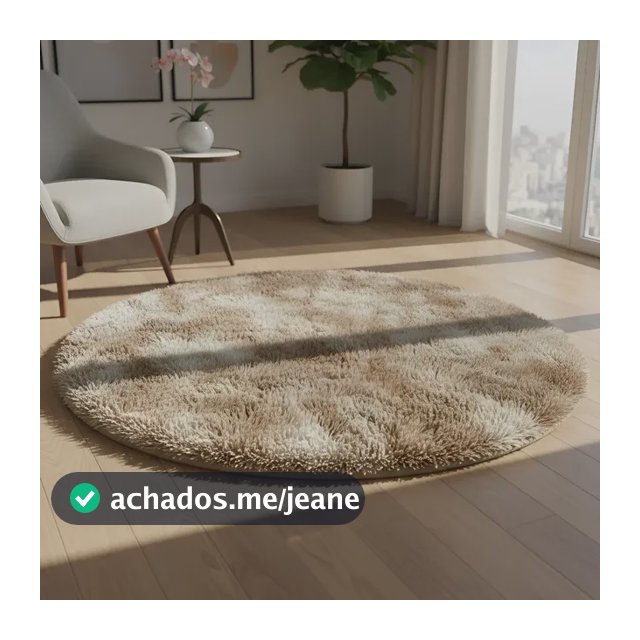 Tapete Peludo Redondo Luxo Diâmetro 1,00 X 1,00 Promoção