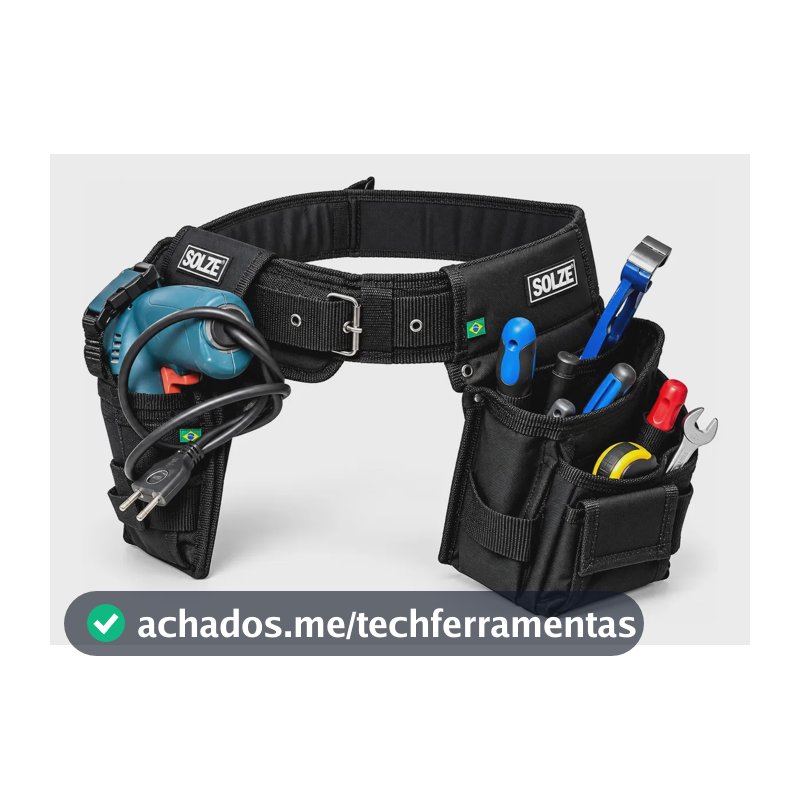 Cinto Duplo Preto Solze Porta Parafusadeira Para Ferramentas Preto
