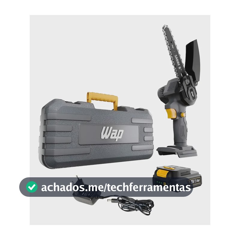 Motosserra Wap Portátil Poda E Corte K21 S01 Sabre A Bateria Cinza C/ Amarelo 127/220v