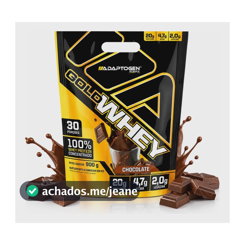 Gold Whey 100% Concentrado Adaptogen 900g Sabor Chocolate Chocolate