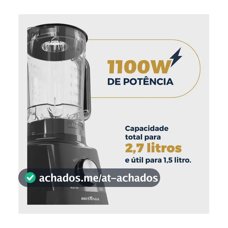 Liquidificador Britânia 1100W 2,7L 4 Velocidades BLQ1100