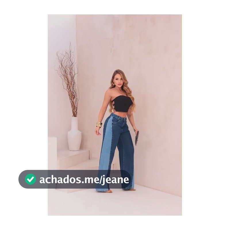 Calça Jeans Wide Leg Feminina Cintura Alta Sem Lycra Azul Liso 36