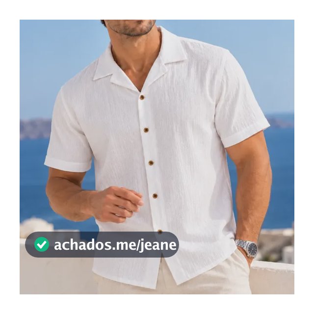 Camisa Texturizada Masculina Casual Old Money Com Botões