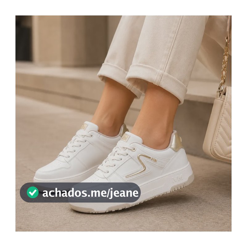 Tênis Via Marte Feminino Flatform Casual Conforto E Estilo Branco/gold 38 Br