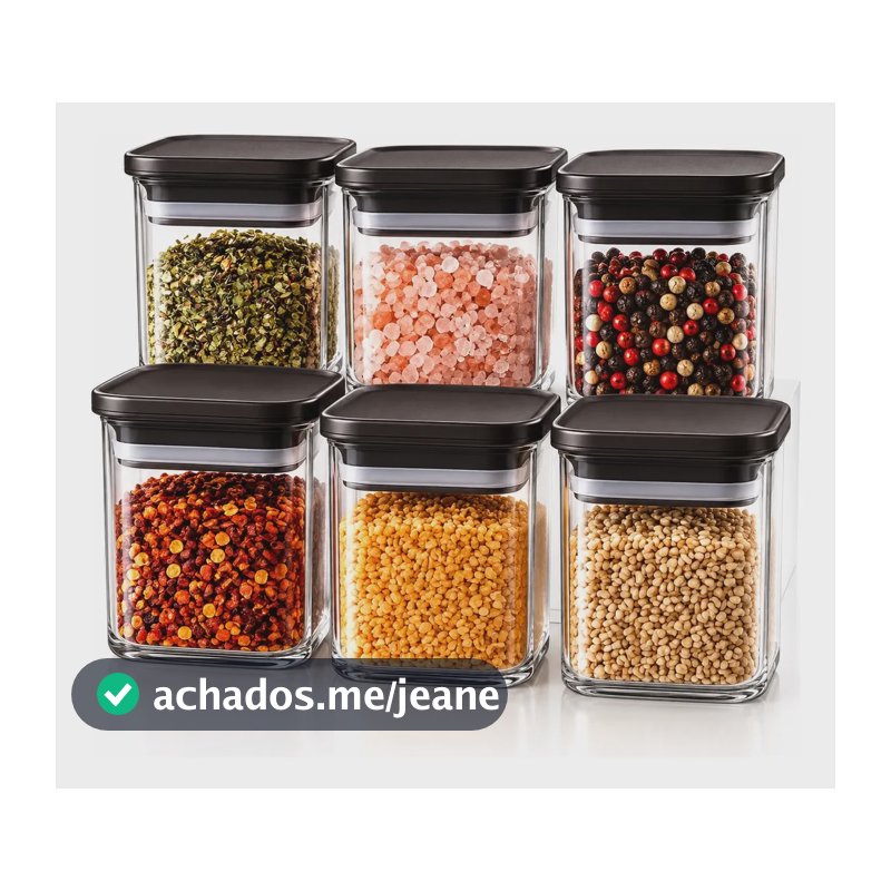 Kit 6 Potes Herméticos 150ml Temperos Condimentos Cozinha Transparente