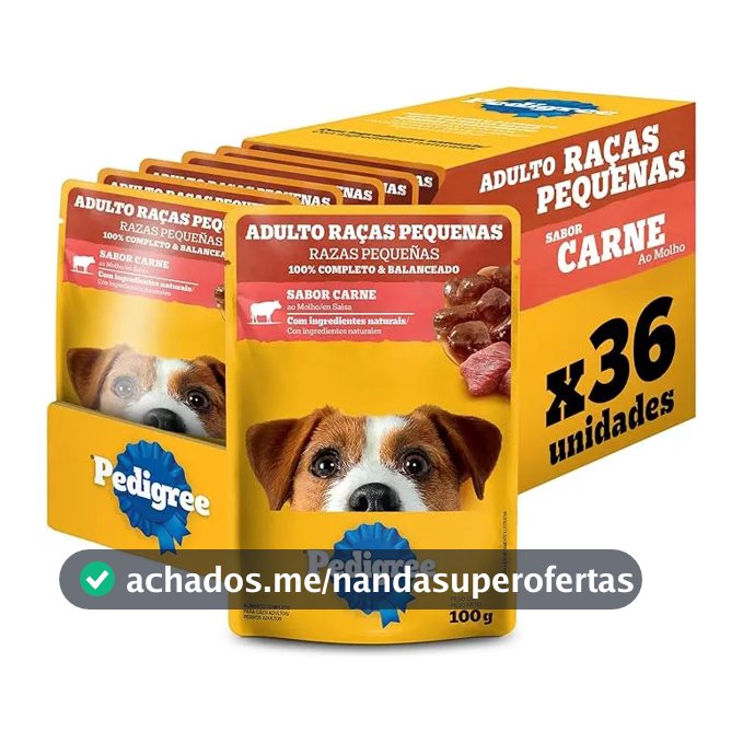 Pack Ração Úmida Pedigree Sachê Carne Pequenos - 36 und
