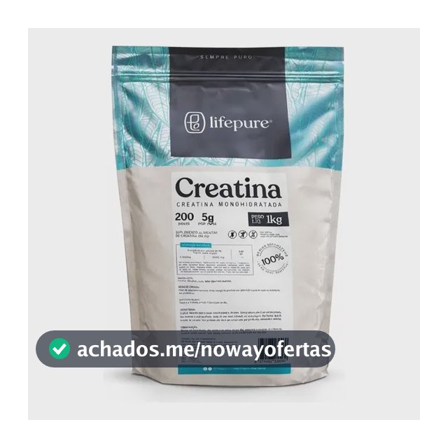 Creatina Monohidratada Em Pó Lifepure 1kg Sem Sabor Sem Sabor