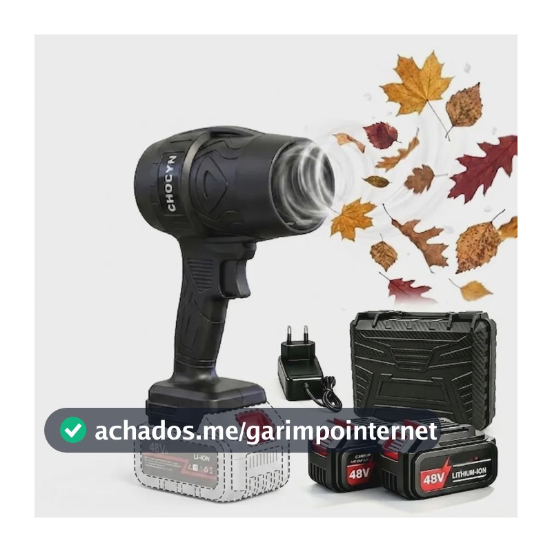 Soprador de ar turbo portatil a bateria 48v potente para limpeza de carro com 2 baterias e maleta secagem e tirar poeira