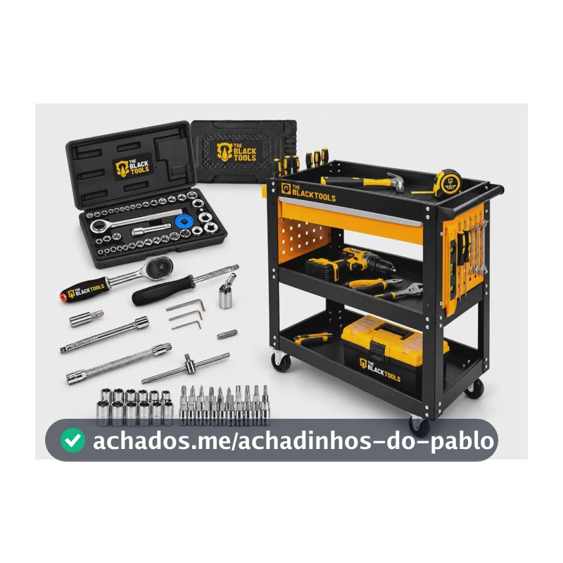 Gabinete Carrinho De Ferramentas Com Jogo 40 Peças Preto