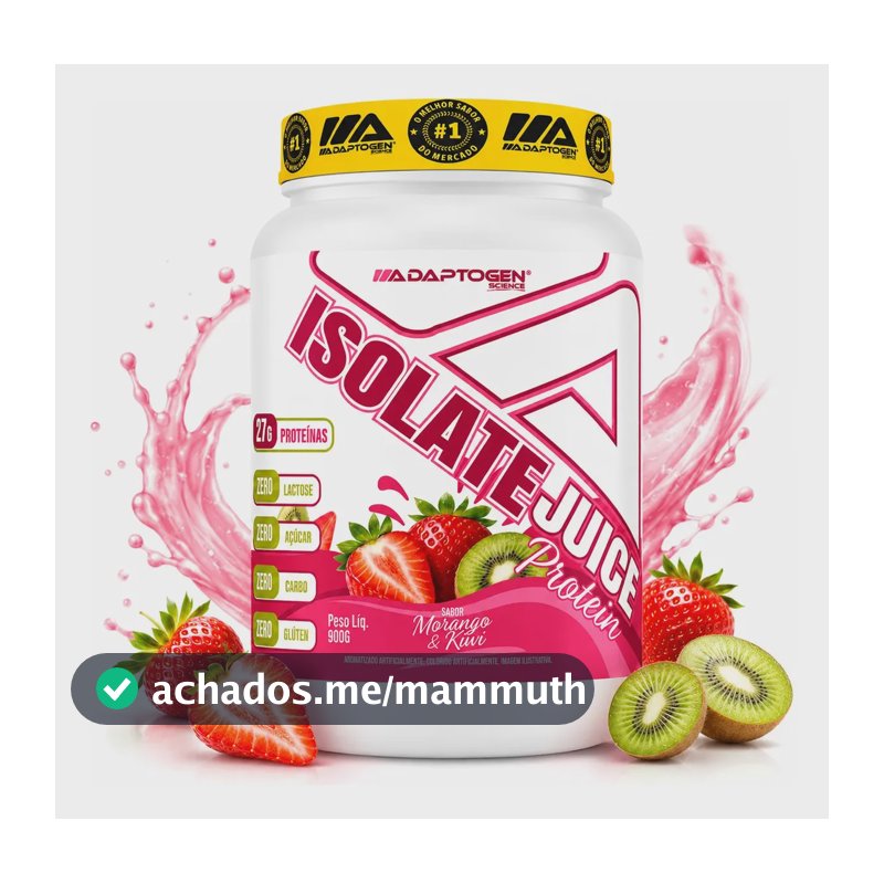 Proteína Adaptogen Isolate Juice em pó sabor Morango kiwi x 900g