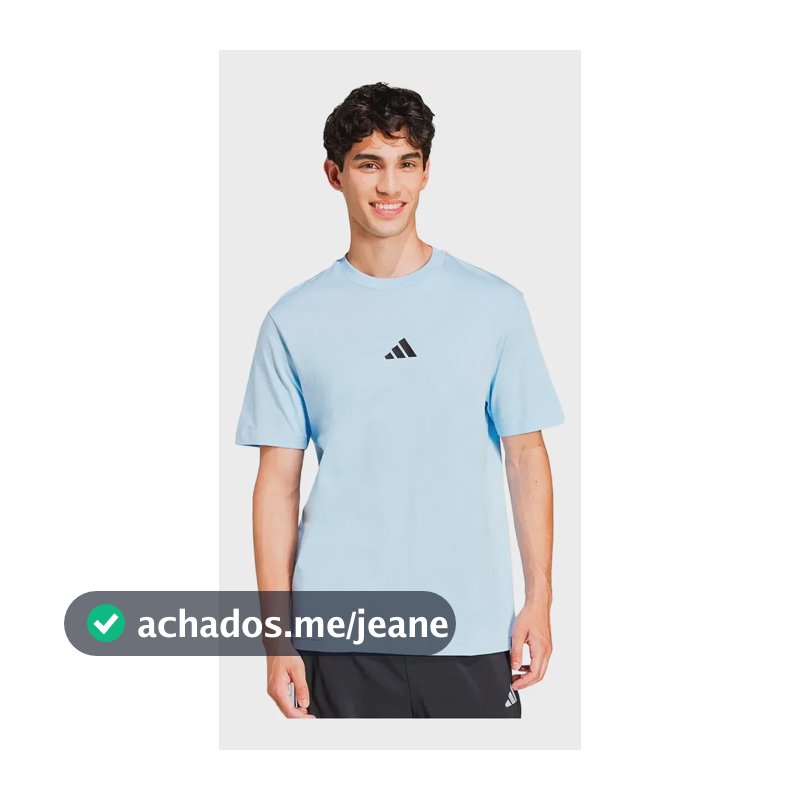 Camiseta adidas Essentials Masculina Casual Leve Confortável Azul-claro Liso G