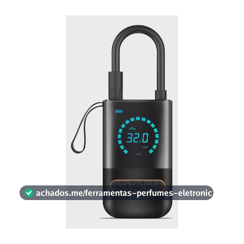 Bomba de Ar Elétrica Portátil B&G Para Carro, Moto e Bicicleta Com Calibrador Pneu Automotiva