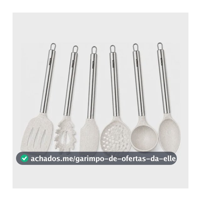 Kit Utensílios De Cozinha Silicone Cabo Inox Brinox Vanilla