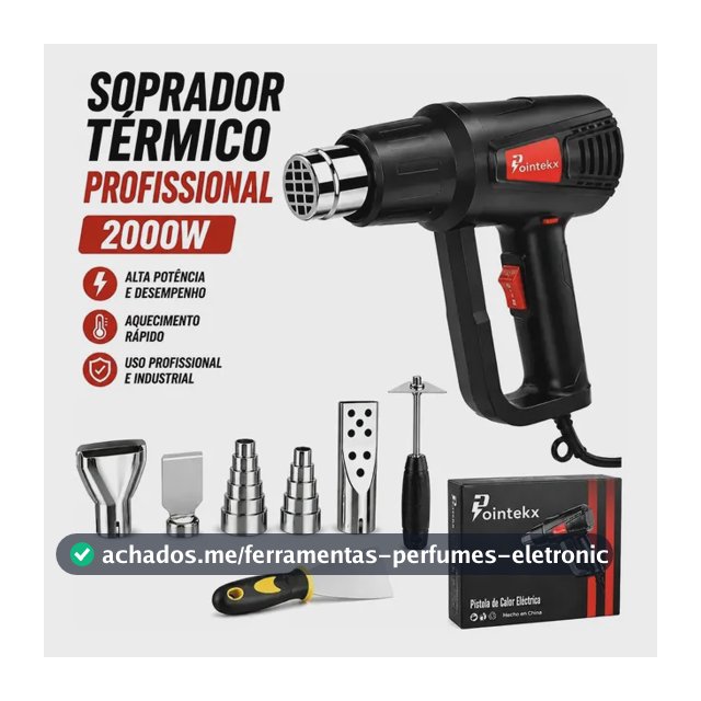 Soprador Térmico 2000w Pistola Ar Quente 2 Níveis 600°c 110v Preto 127v