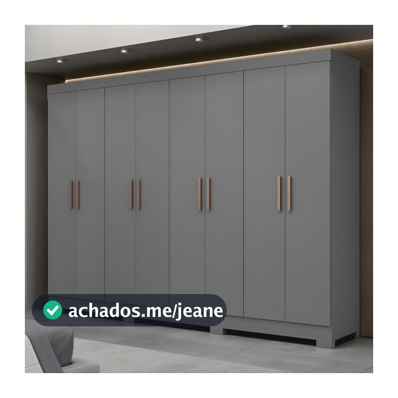 Guarda-roupa Casal Paris Espresso Móveis 8 Portas 4 Gavetas Cinza