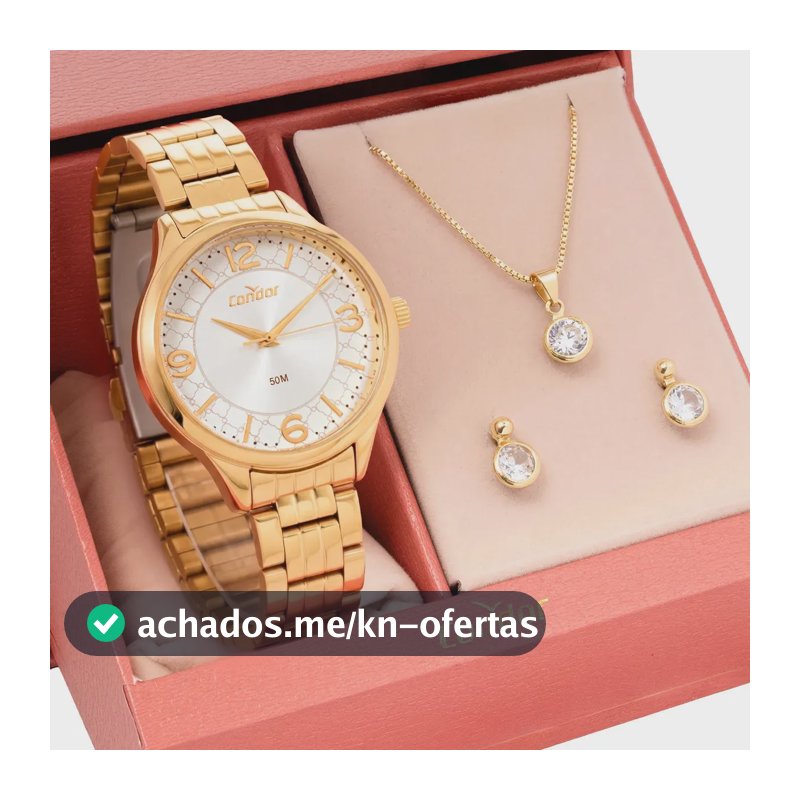 Kit Relógio Feminino Condor Com Colar E Brinco Co2035nco/k4k