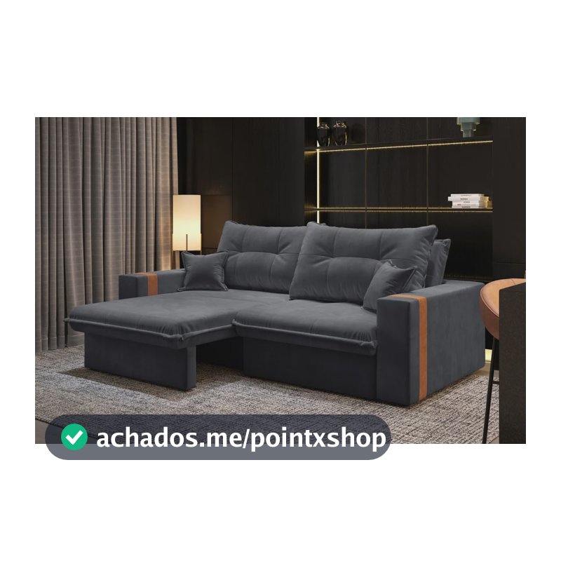 Sofá-cama Retrátil Reclinável 3 Lugares Suede 2,00m Ipanema - Grafite