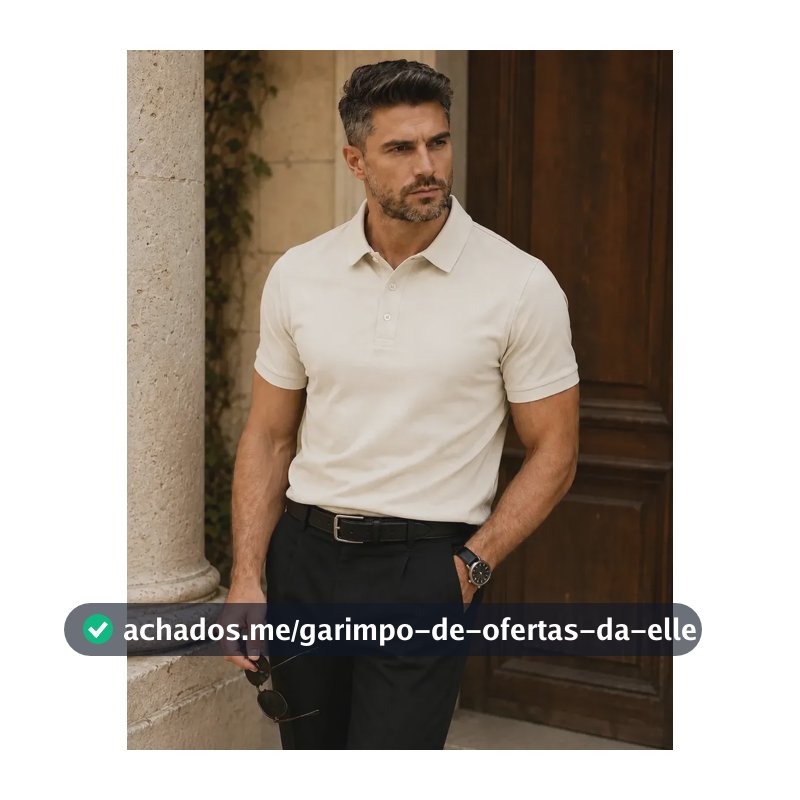 Camisa Polo Masculina Piquet Slim Manga Curta Off White Gg