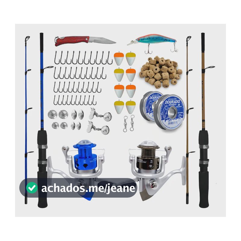 Kit Pesca Completo Marine Sports Molinete 3 Rolamento Varas 1,20m C/ Acessórios