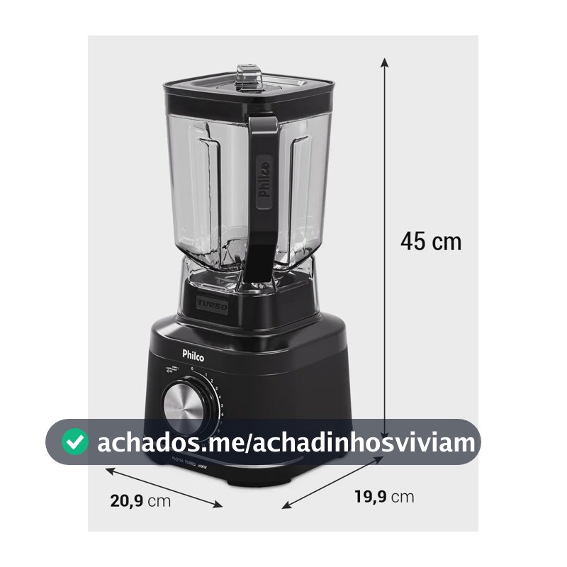Liquidificador Philco 1500W 3,1L 12 Velocidades com 6 Lâminas PLQ15A