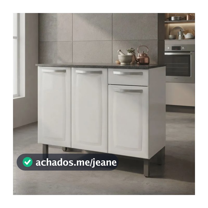 Balcão Cozinha Itatiaia ROSE TRP 1, 05 Com Tampo 3 Portas 1 Gaveta cor Branco