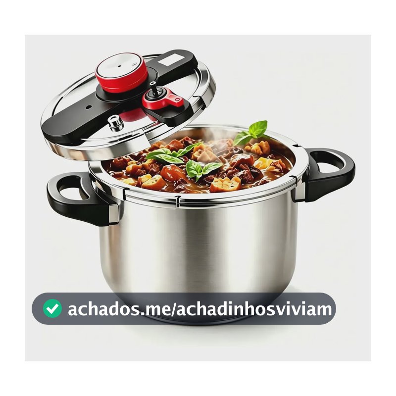 Panela De Pressão Inox Para Fogão A Gás E Indução 8 Litros Prateado
