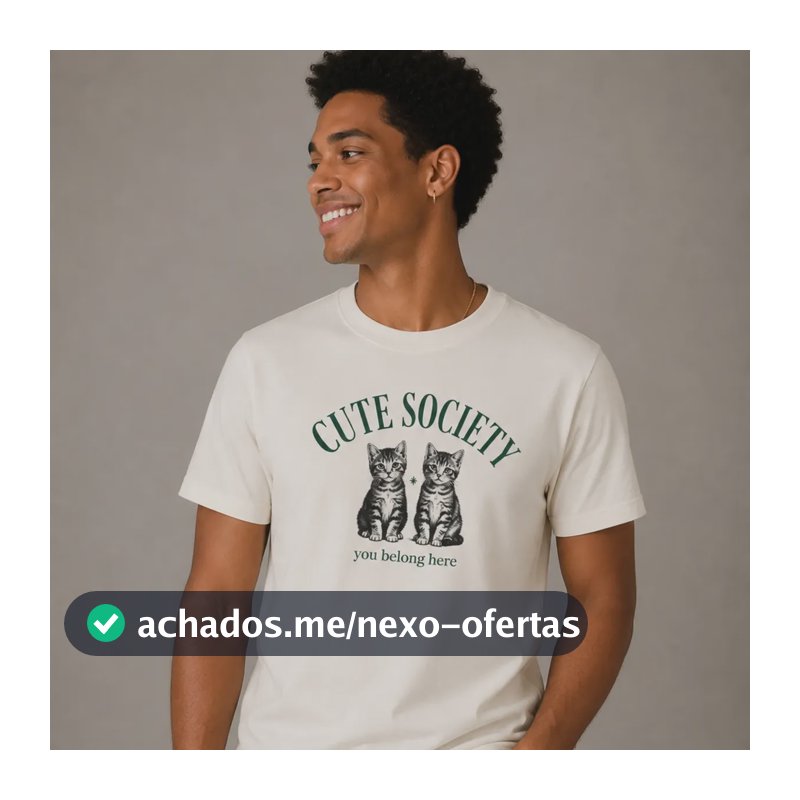 Camiseta Cute Society Branco Cat M Personalizado