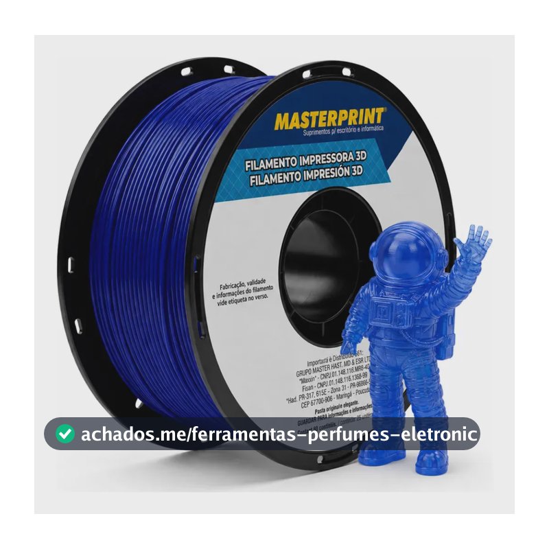 Filamento De Impressora 3d Petg 1,75mm 1kg Masterprint Azul Translucido