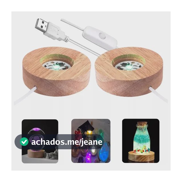 Kit Com 2 Bases Com Leds Ilumina Objetos 3d Usb