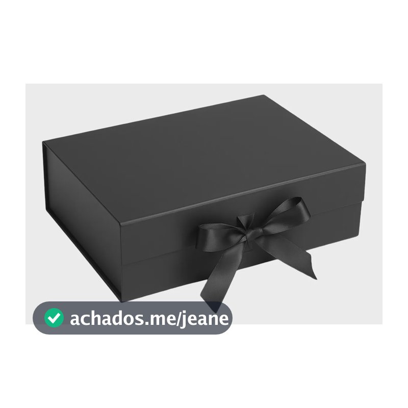 Caixa Presente Premium Magnética E Laço 28x20x9cm - Preta