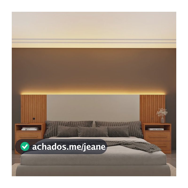 Cabeceira Box Casal/queen Ripado Com Led E 4 Gavetas 246cm Cinamomo/off White