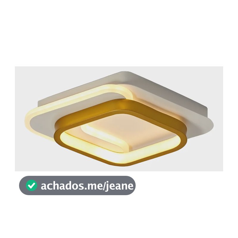 Luminária Teto Moderna Plafon Sobrepor Quadrado Luz 110/220v 127/220v Dourado