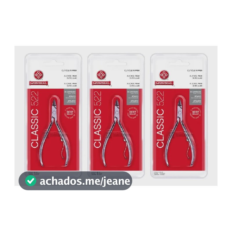 Kit 3 Alicates Cutícula 522 Classic Profissional - Mundial