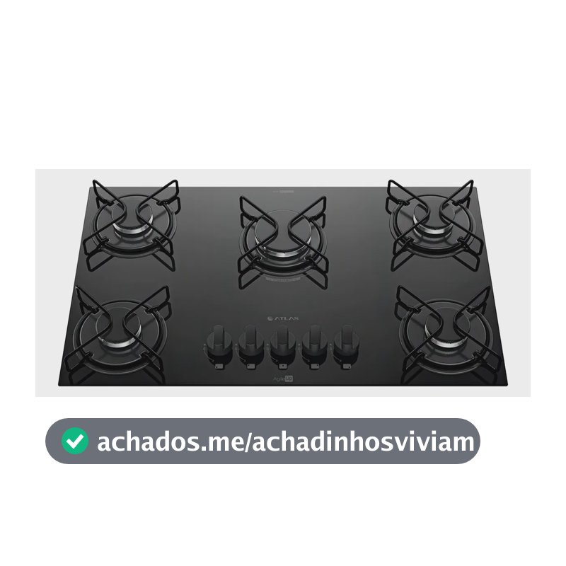 Cooktop 5 Bocas A Gás Atlas Agile Up Mega Chama Preto