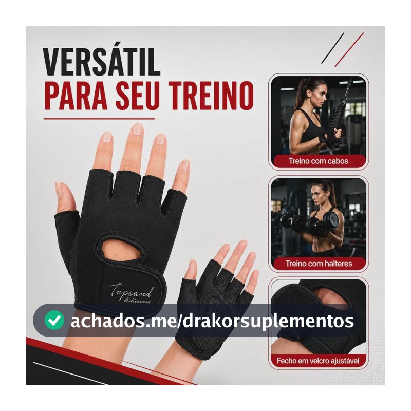 Luva Academia Musculação Treino Crossfit Unissex Ajustável Protetor Palmar Antiderrapante Neoprene Grip Fitness Proteção Contra Calos Palma Preta Tamanho Único Para Treino Topsand Activewear
