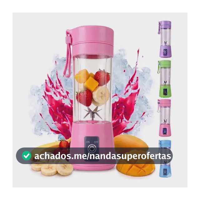 Mini Liquidificador Portátil Usb Recarregável Mixer 380ml Rosa 5v