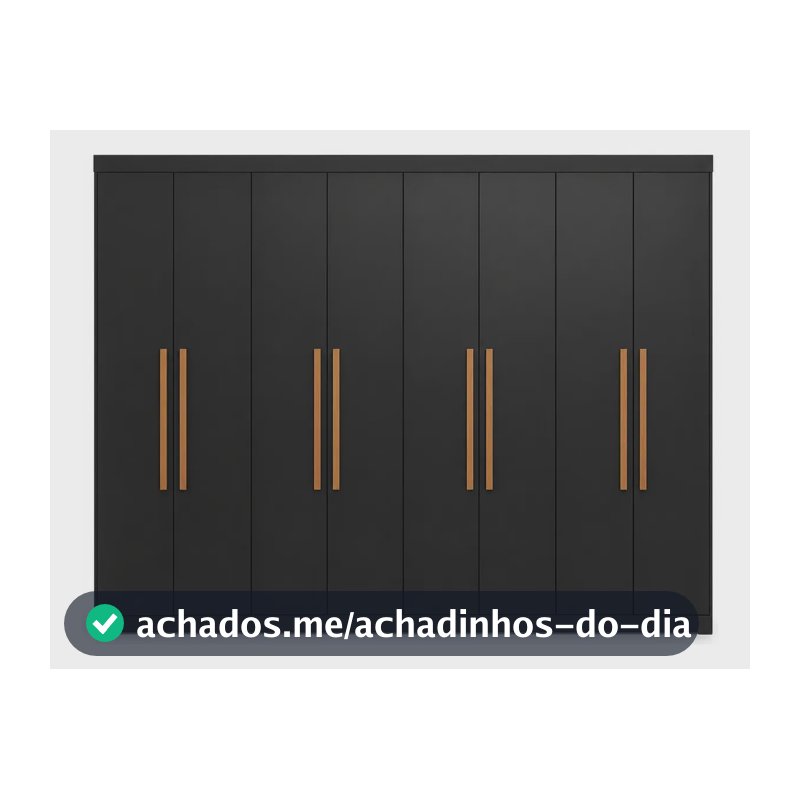Guarda Roupa Casal 8 Portas Preto Espresso Móveis 4 Gavetas MDF 200x237x47cm