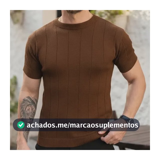 Camiseta Social Masculina Modal Tricô Macia Canelada Casual
