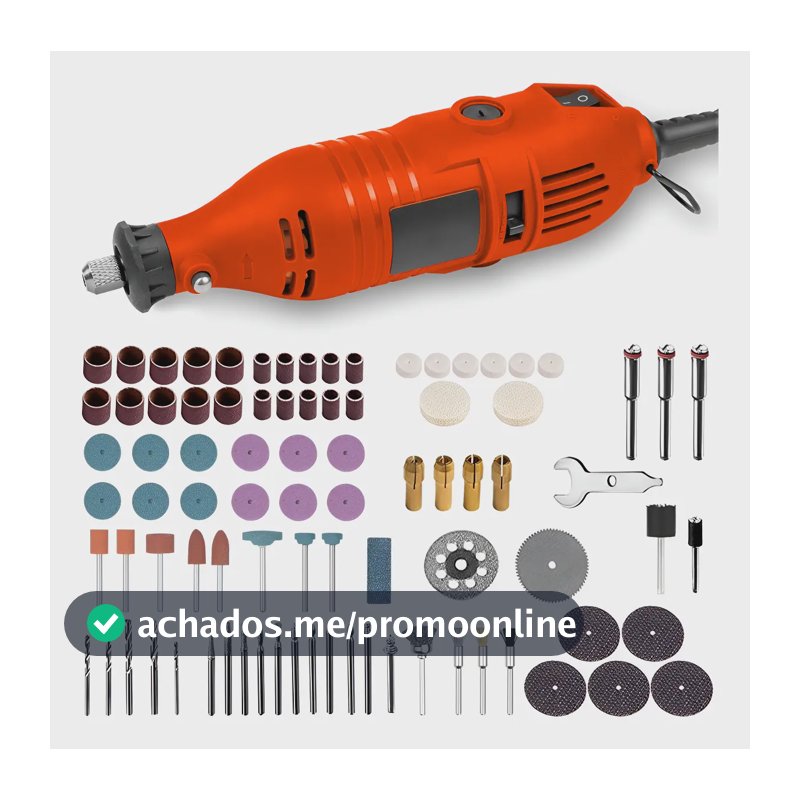 Micro Retífica Perfin 135W com 6 Velocidades e 87 Acessórios Para Madeira e Metal