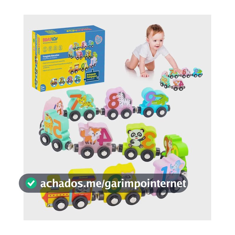 Brastoy Conjunto De Carros Magnéticos De Madeira 11 Peças Brinquedos De Trem Multicolor