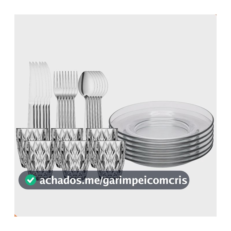 Aparelho De Jantar 30 Peças Copos Diamond Pratos E Talheres Transparente Diamond