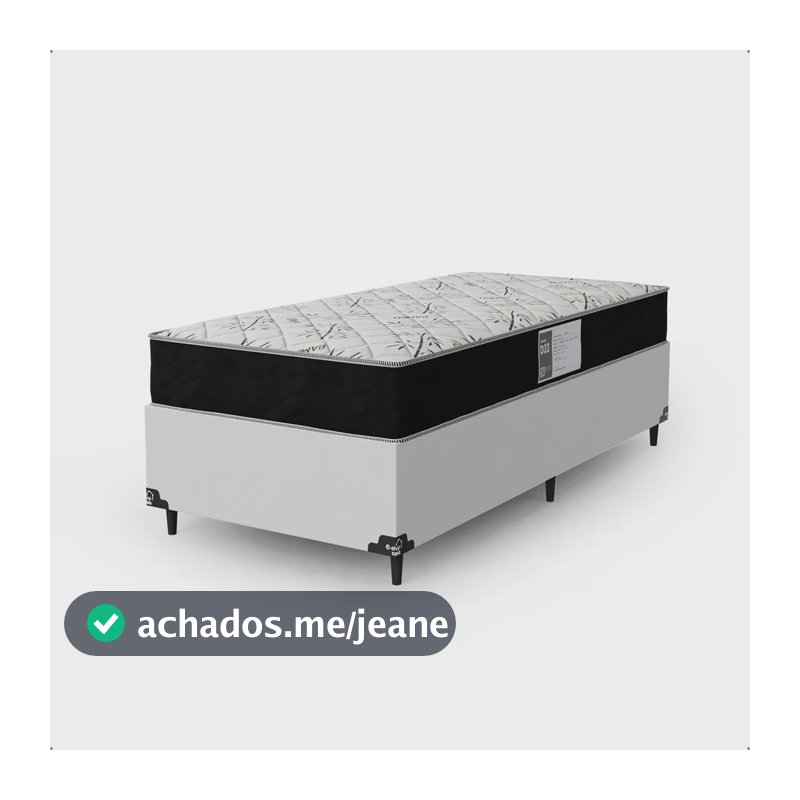 Cama Box Solteiro + Colchão D33 One Face - Couro Branco Couro Branco
