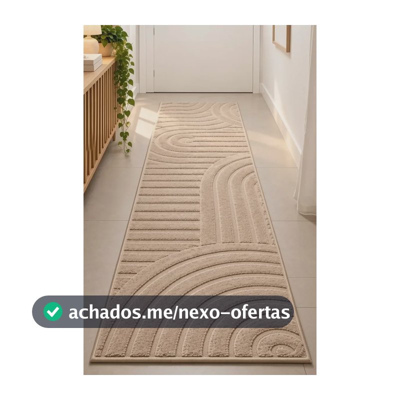 Passadeira Decorativo 3d Abstrato Antiderrapante Arizona 2 M 0.55 M Bege