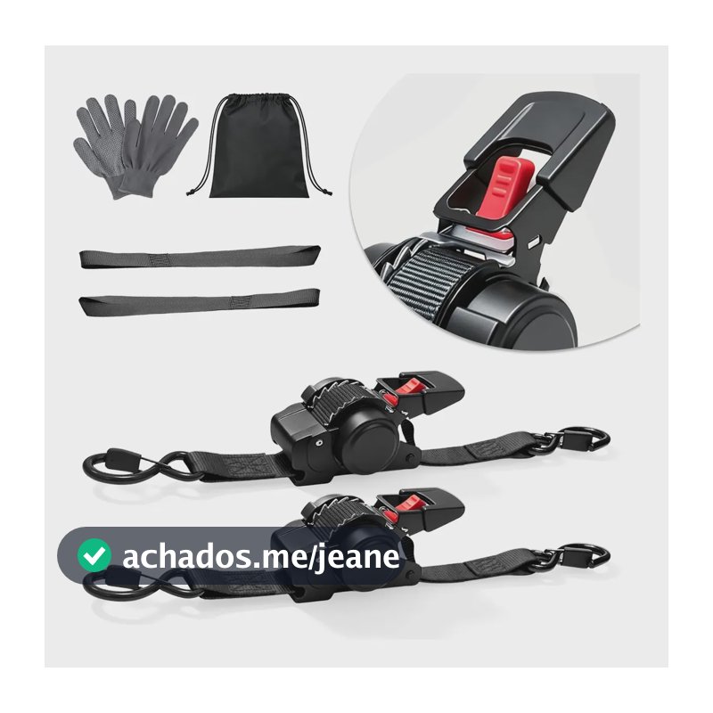 Cintas De Catraca Retráteis Tie Tapes Máxima Carga 800 Kg 2 Peças -cinza
