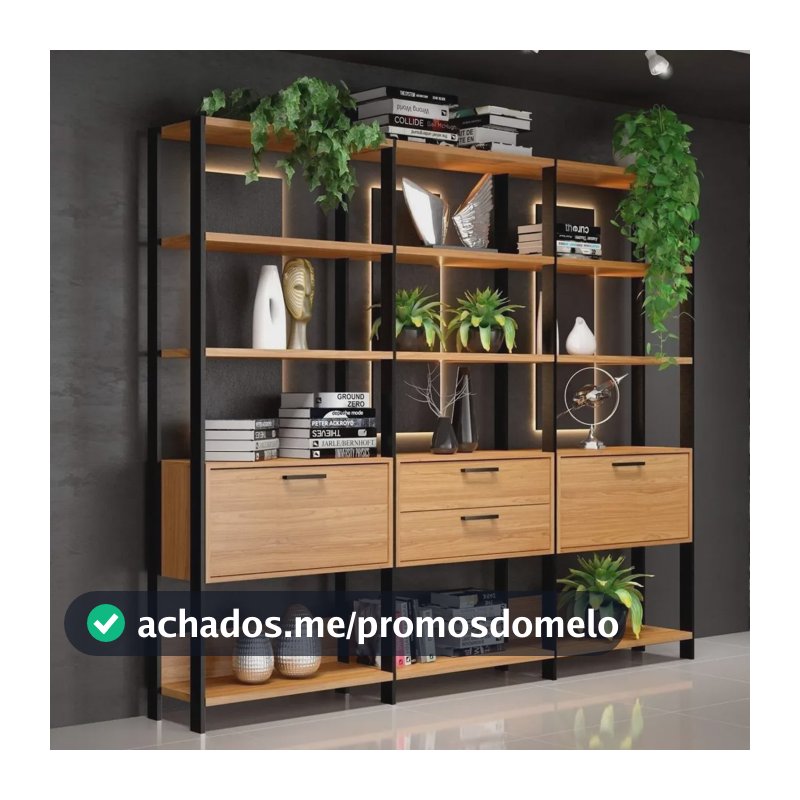 Estante 3 Torres 2 Gavetas E93 Dalla Costa Freijó/preto