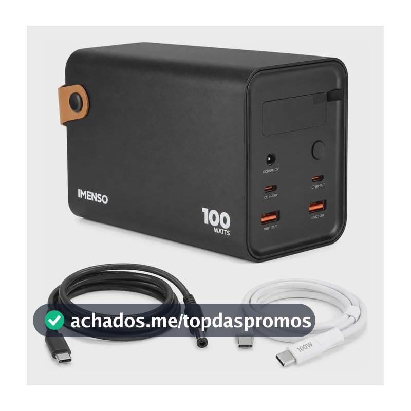 Power Bank 60000mah 100w + Cabo Starlink Mini E Led Inclusos Preto