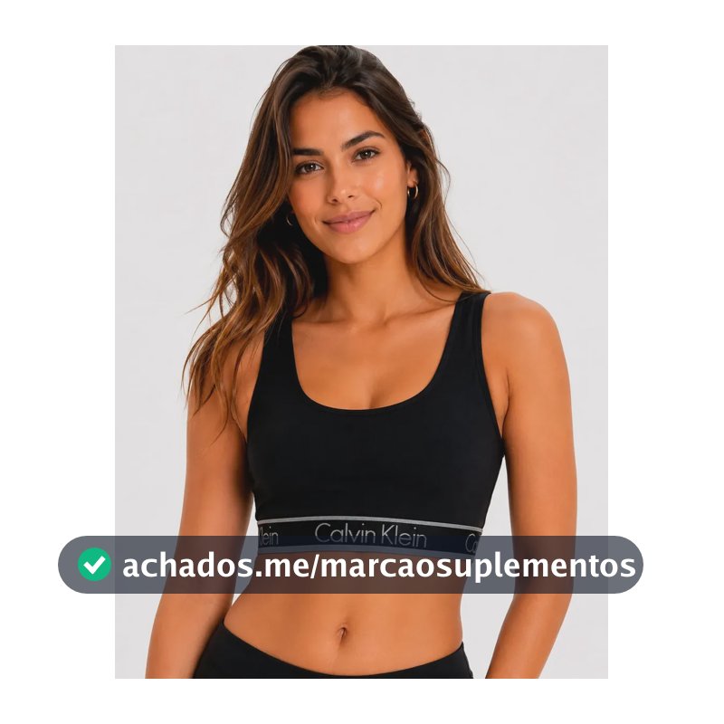 Top Calvin Klein Regata Fitness Cotton Conforto Original Preto Liso M