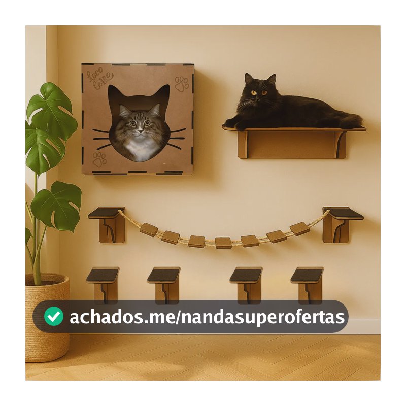 Kit Brinquedo Gato 7pcs Playground Gatos Em Mdf Cor Mdf 4mm Playground 7 Peças