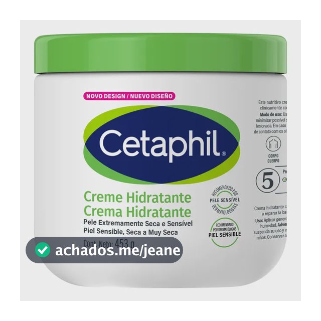 Cetaphil Creme Hidratante Corporal para Pele Seca e Sensível 453g - Hidratação por 48h