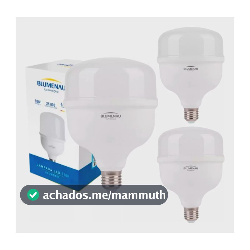 3x Lâmpada Led T100 50w Alta Potência 6500k Luz Branca Fria